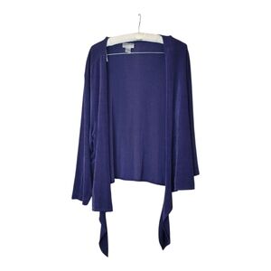 Chico's Travelers 3 Blue Jacket Cardigan Slinky Fabric XL 16